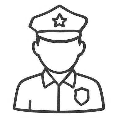 policeman, minimal, sketchy, hand drawn black outline sticker
