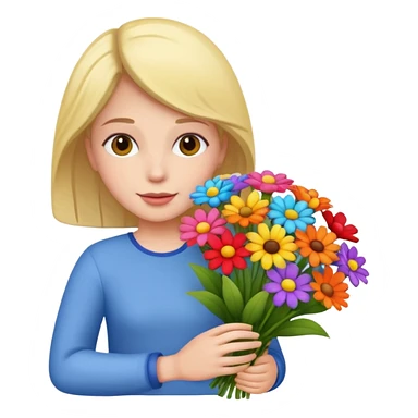 flower-holding person bouqet sticker