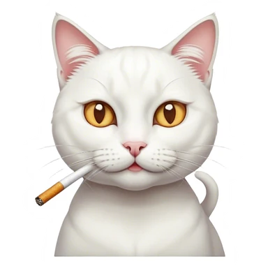 White cat with a cigarette in it’s mouth  sticker