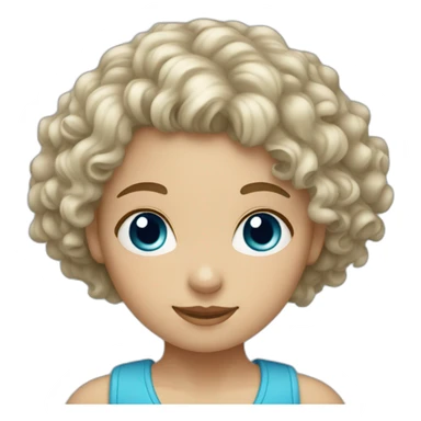 Short curly blond hair girl with blue-gray eyes sticker