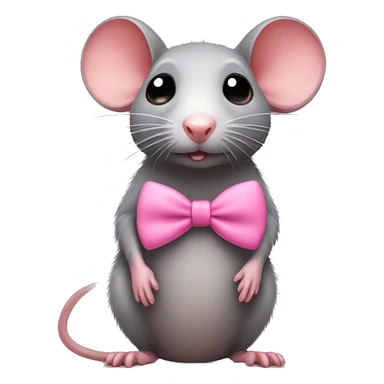 Rat wearing a cute pink bow sticker