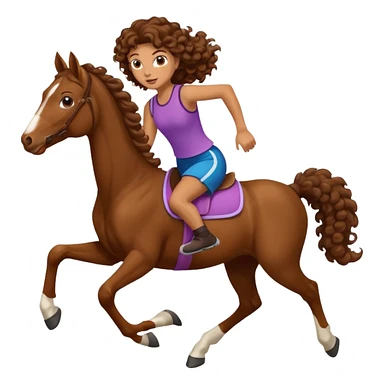 curly tailhorse brown hair girl running sticker