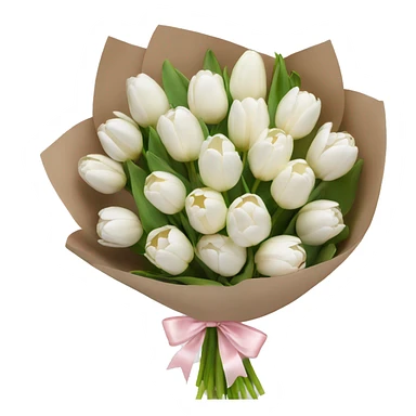 White tulips bouquet with light pink bow  sticker