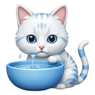 a cat drinks water from a bowl sticker