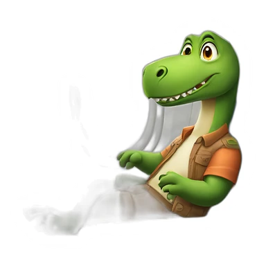 Dinosaur chilling in aeroplane sticker