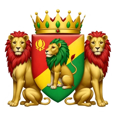 Bob Marley heraldic crest with ethiopian lions and colors sticker