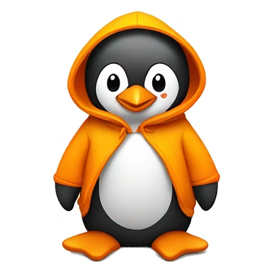 Little Cute Stylized Penguin with Hoodies Yellow Orange sticker