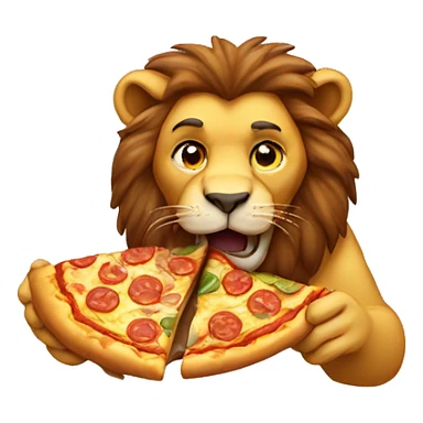 Lion eating pizza sticker