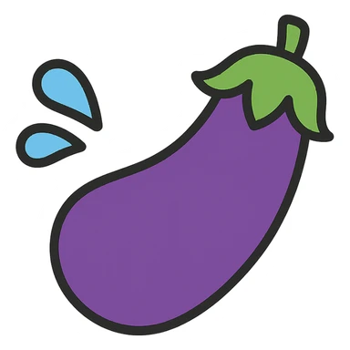 eggplant squirting water droplets colored icon sticker