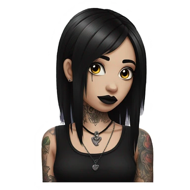 Goth girl, dressed in black, with piercings and tattoos sticker