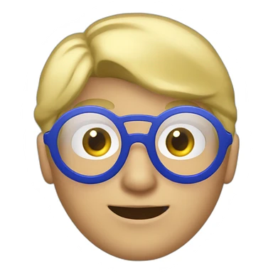 blonde boy with dark blue balaclava and red tinted round glasses sticker