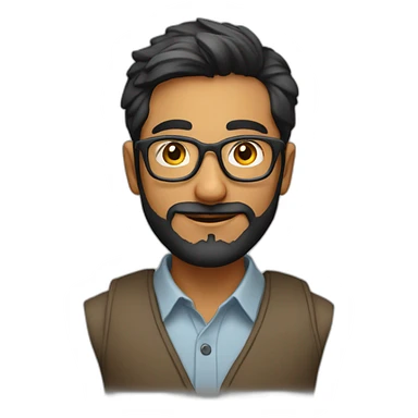 Young indian physics phd student with a short beard and round glasses sticker