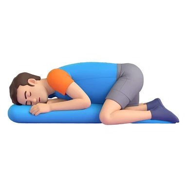 man lying face down, knees bent at right angles, relaxed sleeping position sticker