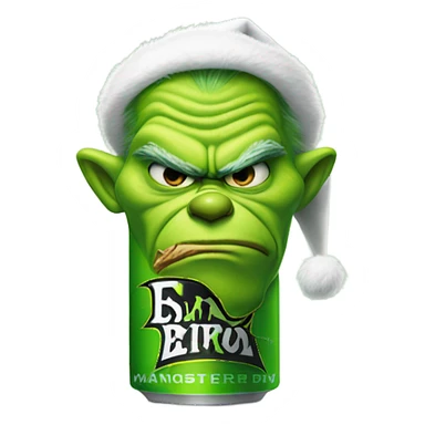 Sleepy Grinch with Monster energy drink sticker