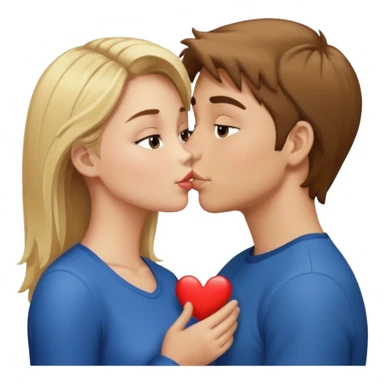blonde girl and brown hair boy kissing sticker