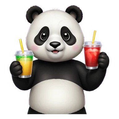 A panda holding a cup of punch, looking excited under disco lights.



















 sticker