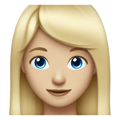 blond digital girl with bangs with blue eyes smiling sticker