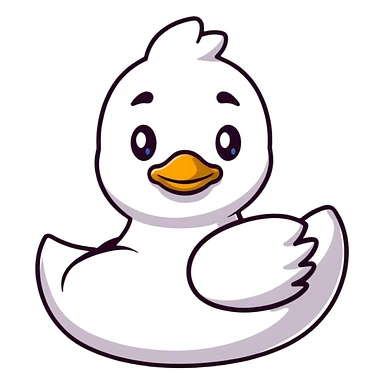 A cheerful cartoon rubber duck with a sweet face and big sparkly eyes sticker