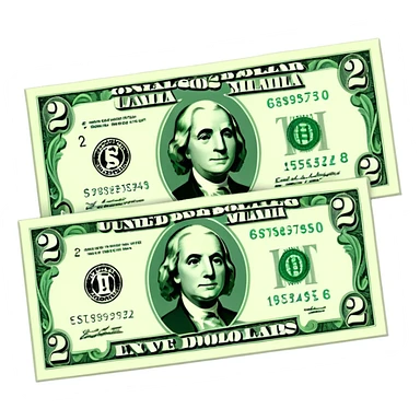 two dollar bills crossed sticker