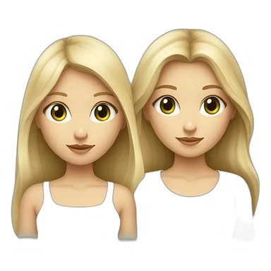 deux filles une fille blonde au yeux vert et fille brune au yeux bleua la peau beige sticker