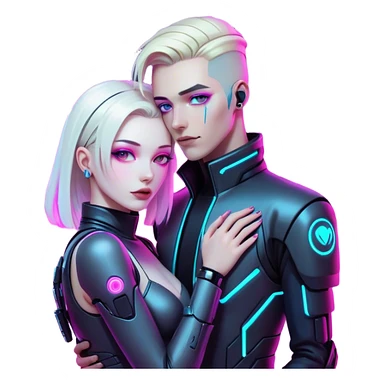 cyberpunk neon love sticker