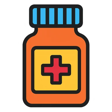 A medicine bottle emoji in lineal color icon style. sticker