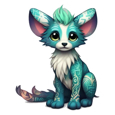 cute Kawaii edgy ethereal shy epic fantasy animal fursona Fionbri creature by griffsnuff & LiLaiRa & Falvie with exotic colors with intricate patterns full body sticker