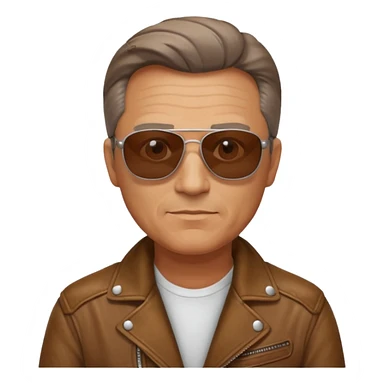 Biker Gang with Sunglasses, Middle-age man, brown jacket, sunglasses sticker