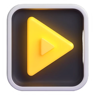 Graphic: 🎥 Play button icon (white) with yellow glow.
Animation: Play button pulses softly.
Background: Transparent.


 sticker