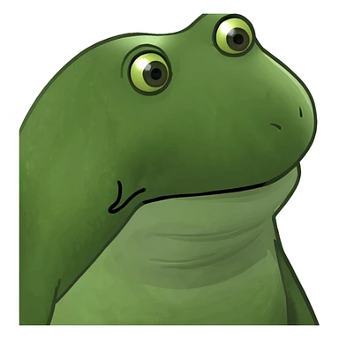 A frog sitting at a computer making a nervous face looking to the side  sticker