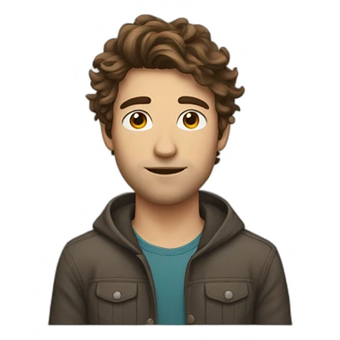brown hair guy with messy hair sticker