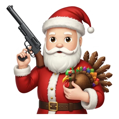Santa holding a gun shooting a turkey sticker