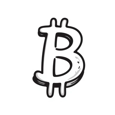 bitcoin symbol, hand-drawn doodle style, black lines, playful sticker