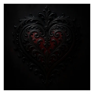 gothic style ornate heart in black and deep red, dark atmosphere sticker