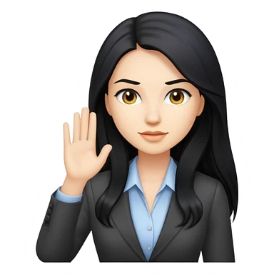 Business woman caucasian long black hair girl sticker