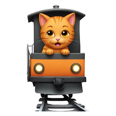 Orange kitty riding train sticker