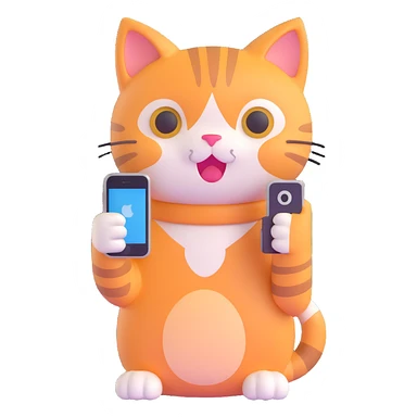 a cute cat holding an iPhone sticker