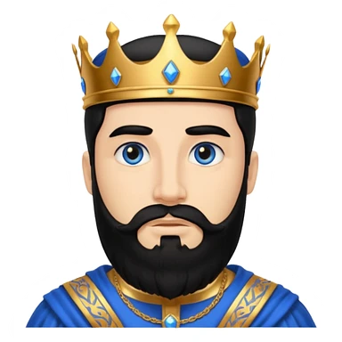 King Solomon with black hair and beard, blue eyes sticker
