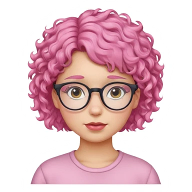 girl with glasses and curly pink short hair sticker