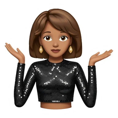 Whitney Houston with brown hair, black sequin long sleeve crop top sticker