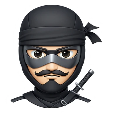 black ninja mercenary android with mustache and eye-patch sticker