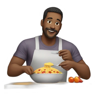 Hombre comiendo sticker