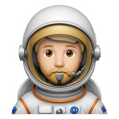 astronaut, white suit and helmet ,with blonde beard sticker