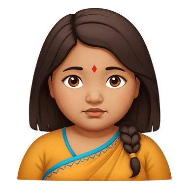 A north eastern brown (indian ) girl who is chubby but cute and her hair is mid length and her eyes are a little downturned sticker