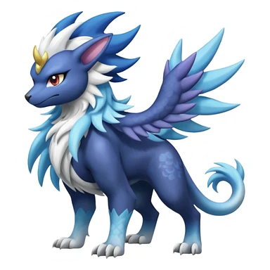 Shiny Sunny furry scaly painted Asian pastel-gradient Absol-Solgaleo-Luxray-Suicune-Amaura-fusion sticker