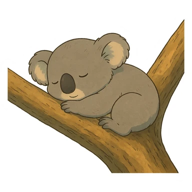 sleeping koala, peaceful and cozy in ghibli style sticker