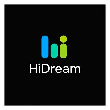 create high dream logo like this with text "HIDream", black background  sticker
