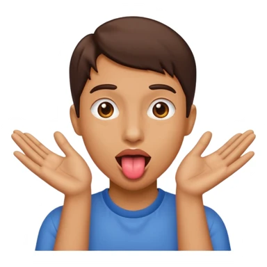 Tongue out and two hands on the side  sticker