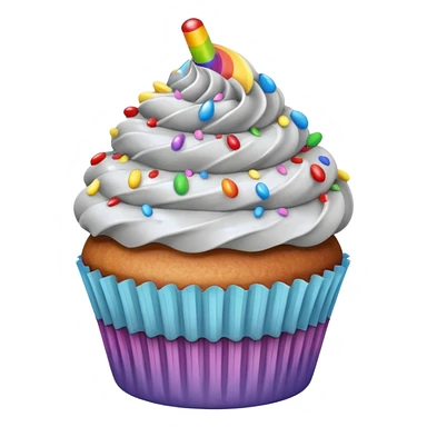 cupcake with silver frosting and rainbow sprinkles sticker