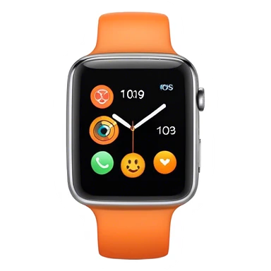 A modern smartwatch, orange with a completely blank, turned-off screen sticker
